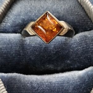 Sterling Silver Amber Ring (Vintage)
